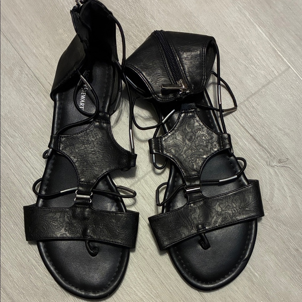 Ashley Stewart Textured Black Sandals